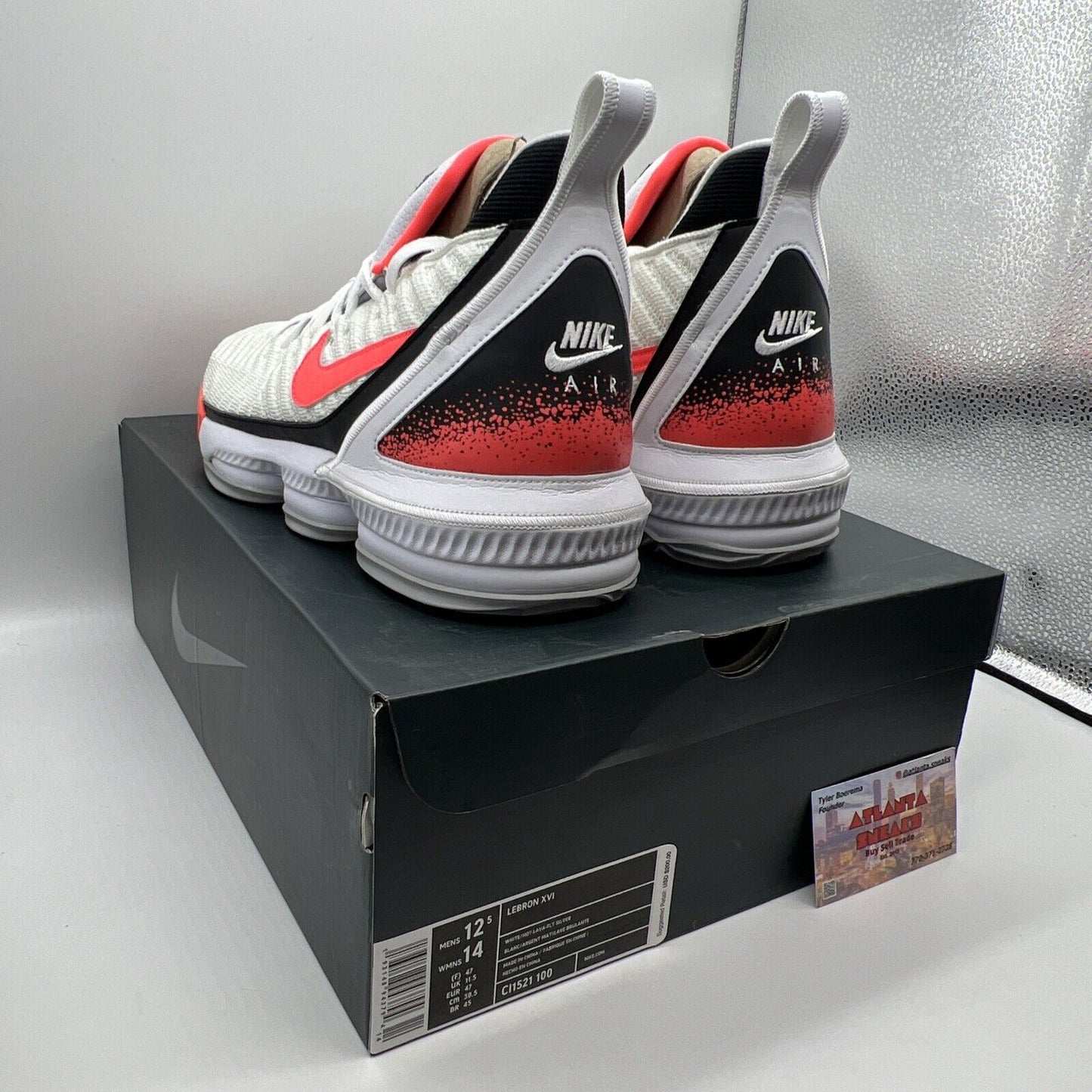 Size 12.5 - Nike LeBron 16 Air Tech Challenge Hot Lava White Brand New Og All