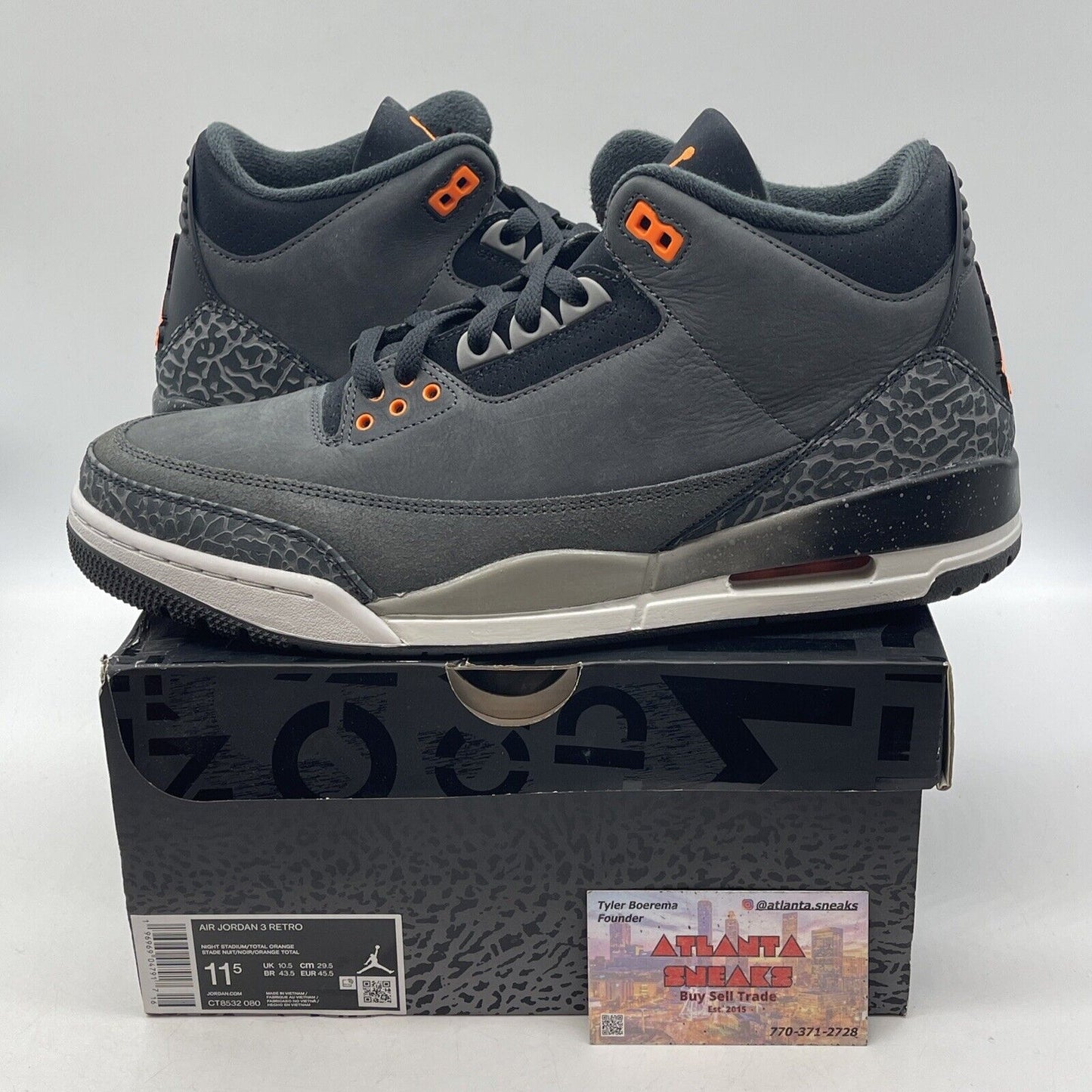 Size 11.5 - Jordan 3 Retro 2023 Mid Fear Black Suede Leather (CT8532-080)