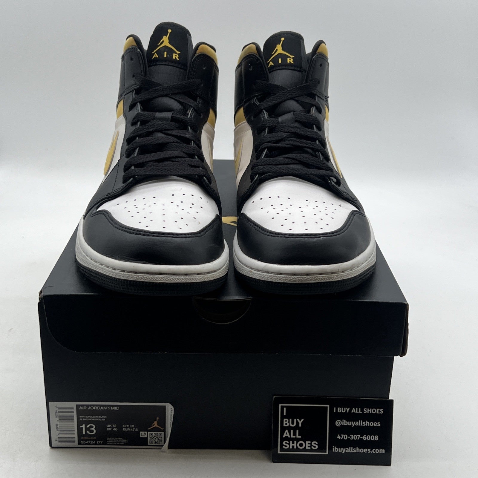 Size 13 - Air Jordan 1 Mid Black University Gold (554724-177)
