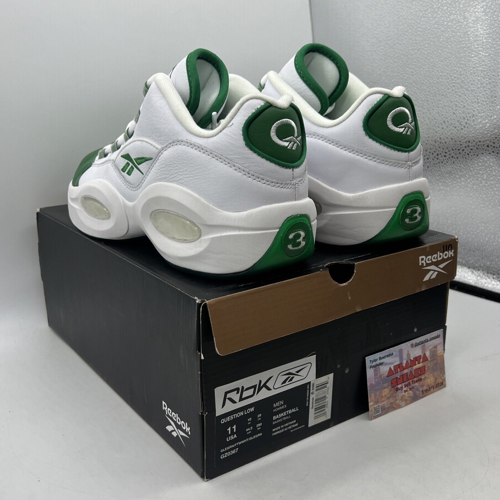 Size 11 - Reebok Question Low Green Toe White Leather (GZ0367)