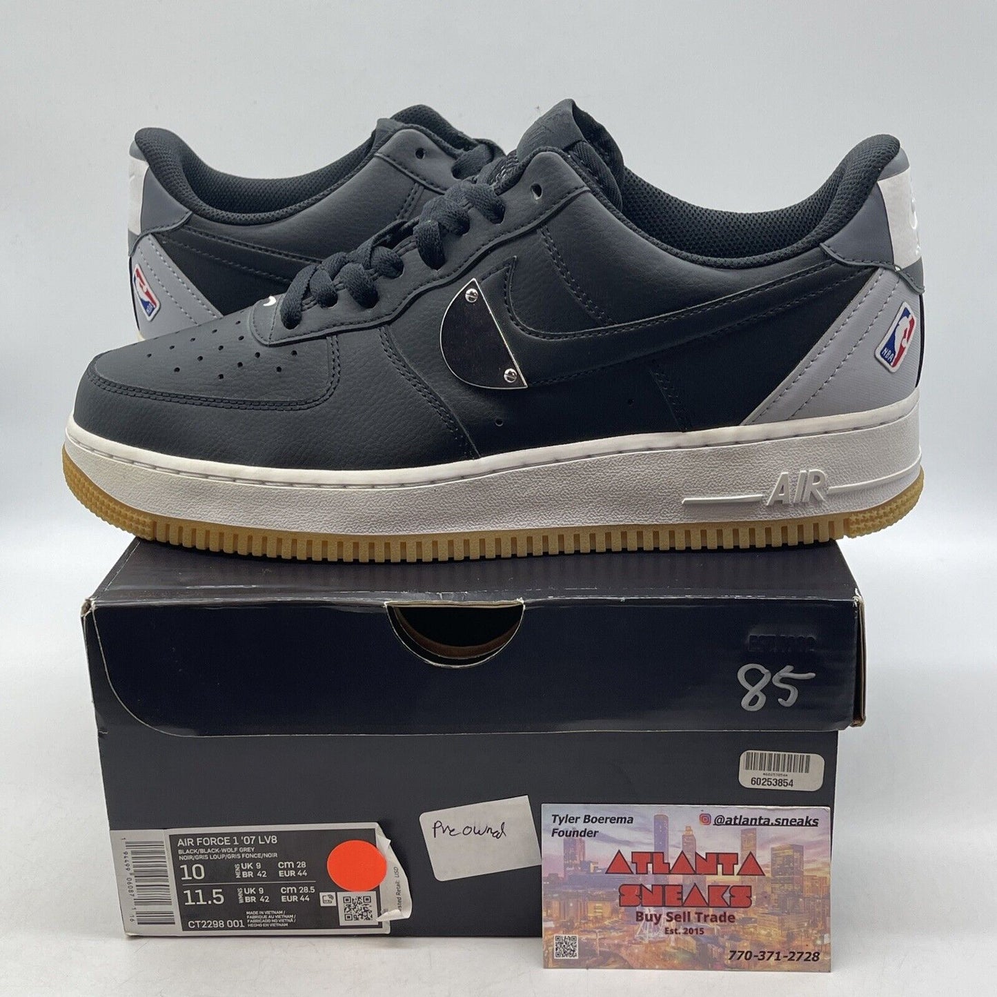 Size 10 - Nike NBA x Air Force 1 '07 LV8 Black Wolf Grey Black (CT2298-001)