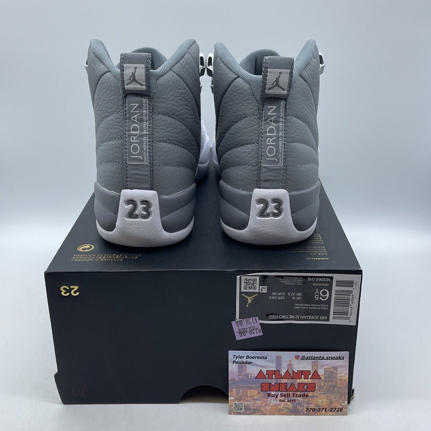 Size 7 - Jordan 12 Stealth 2022 Grey White Leather (153265-015)