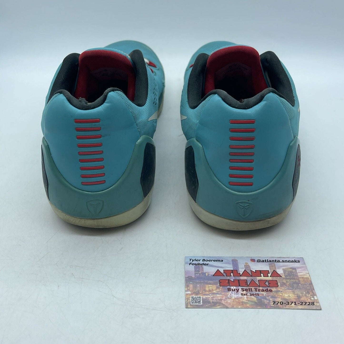 Size 13- Nike Kobe 9 EM Dusty Cactus Blue White Red Black (646701-316)