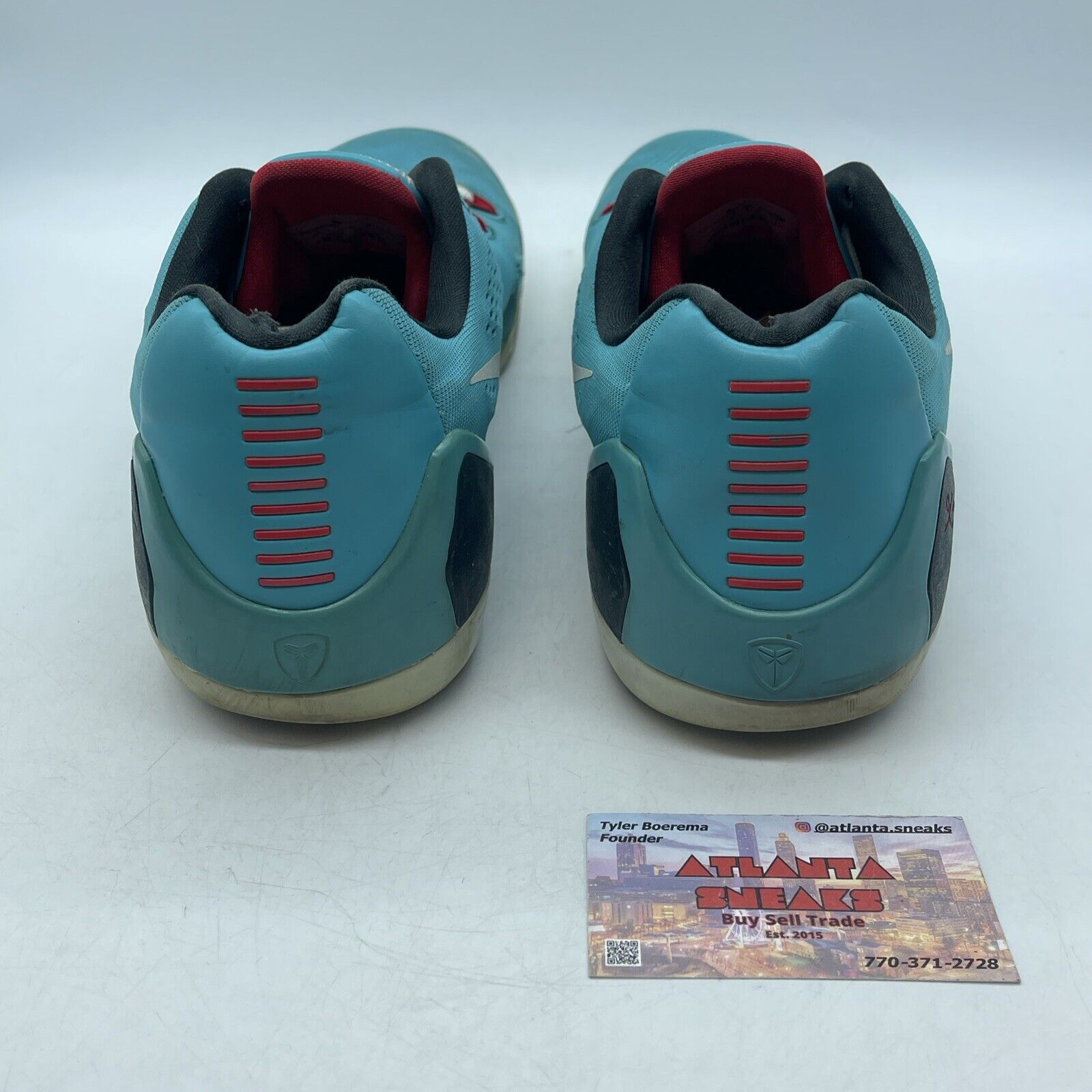 Size 13- Nike Kobe 9 EM Dusty Cactus Blue White Red Black (646701-316)