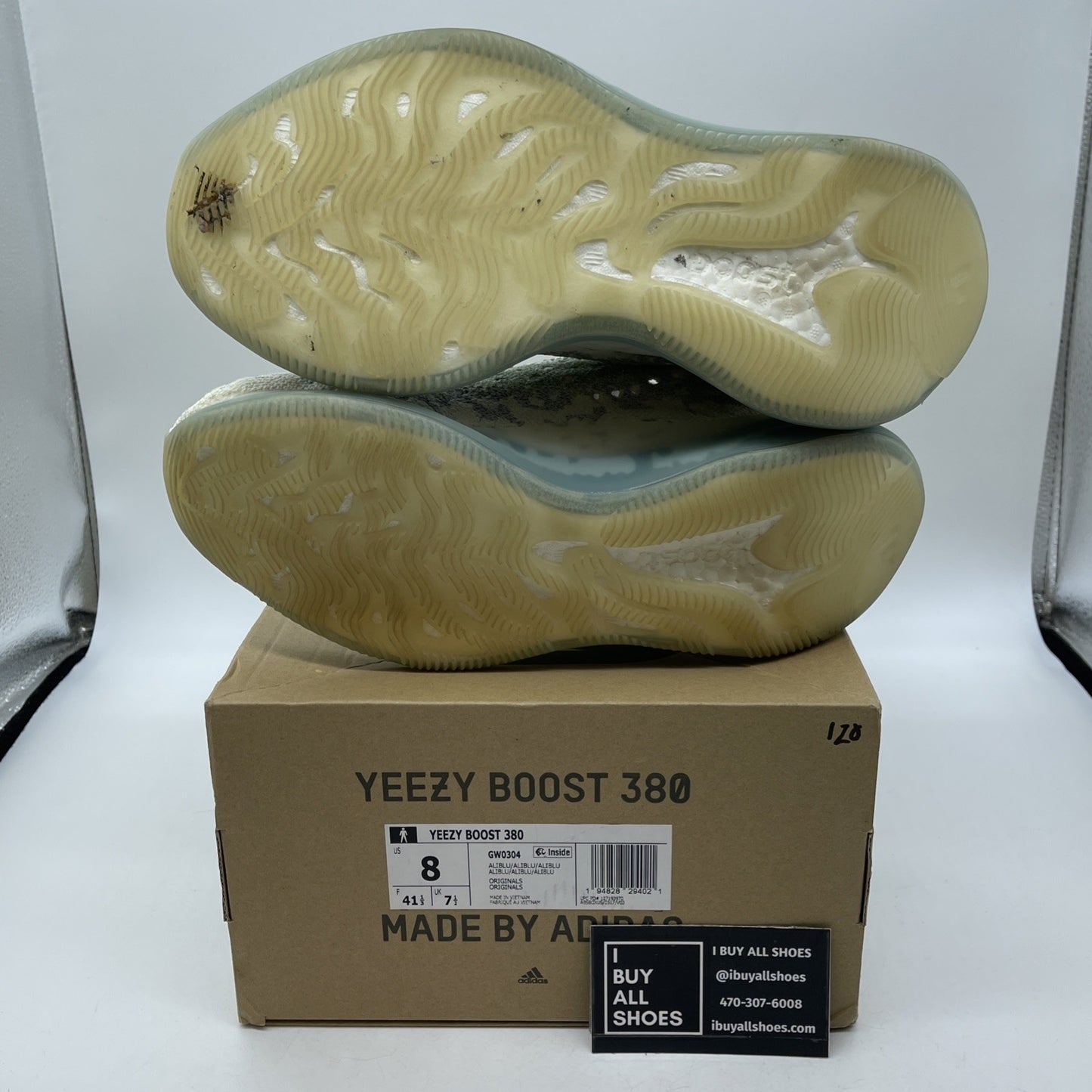 Size 8 - adidas Yeezy Boost 380 Alien Blue White Suede (GW0304)
