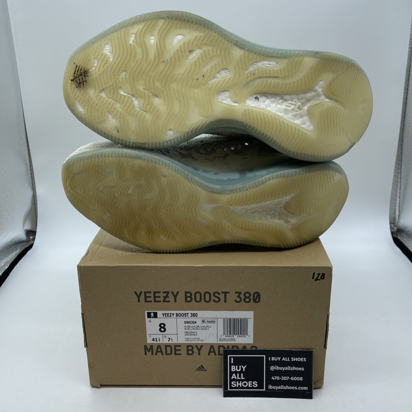Size 8 - adidas Yeezy Boost 380 Alien Blue White Suede (GW0304)