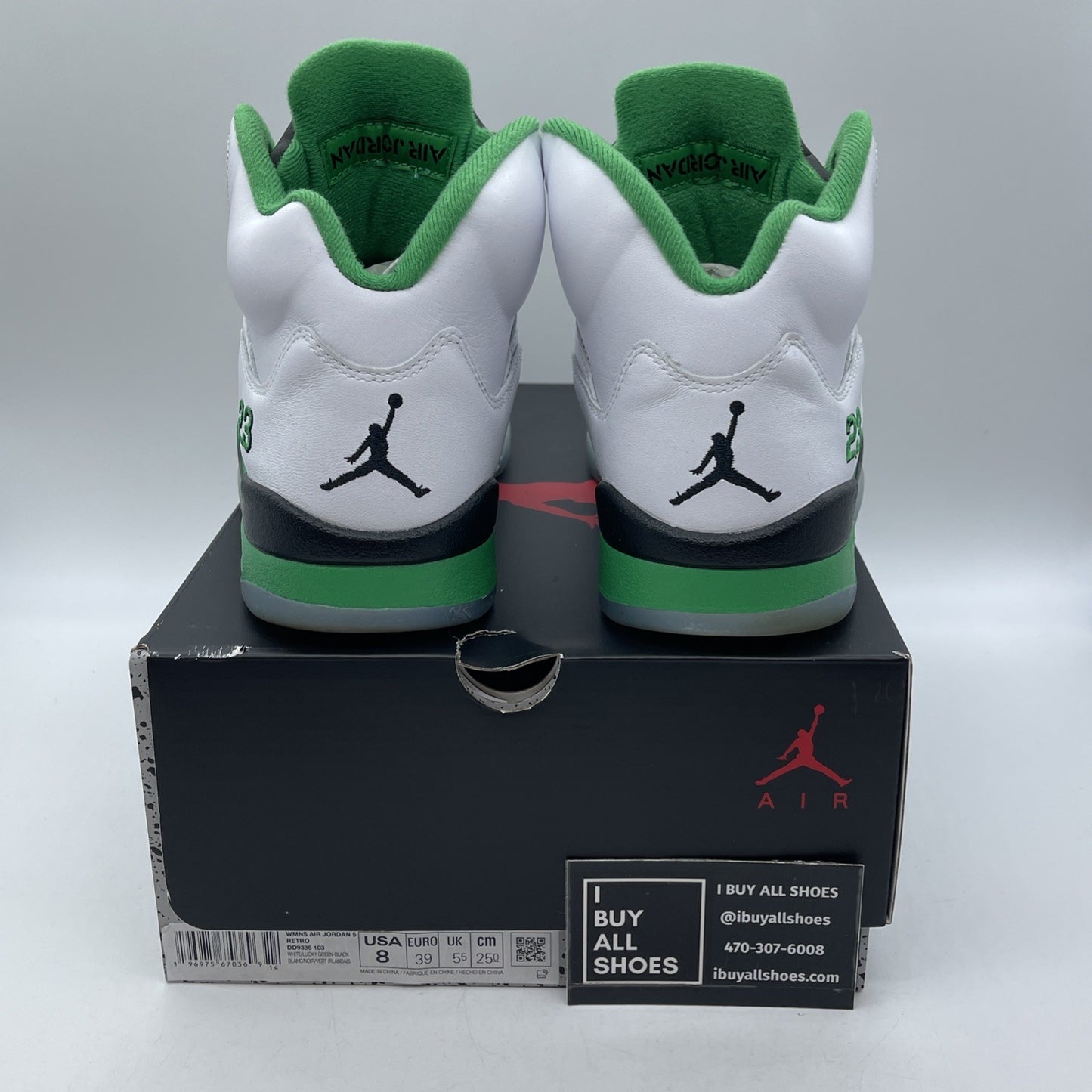 Size 8W - Air Jordan 5 Retro Lucky Green Black White Leather (DD9336-103)