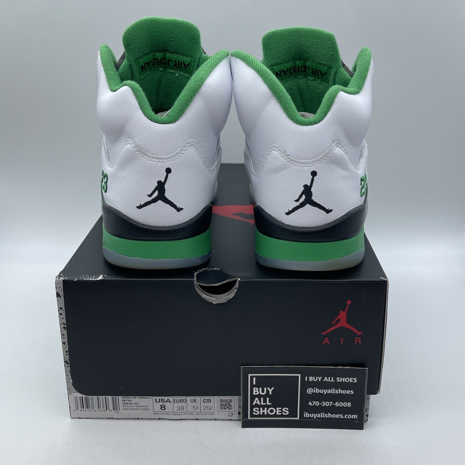 Size 8W - Air Jordan 5 Retro Lucky Green Black White Leather (DD9336-103)