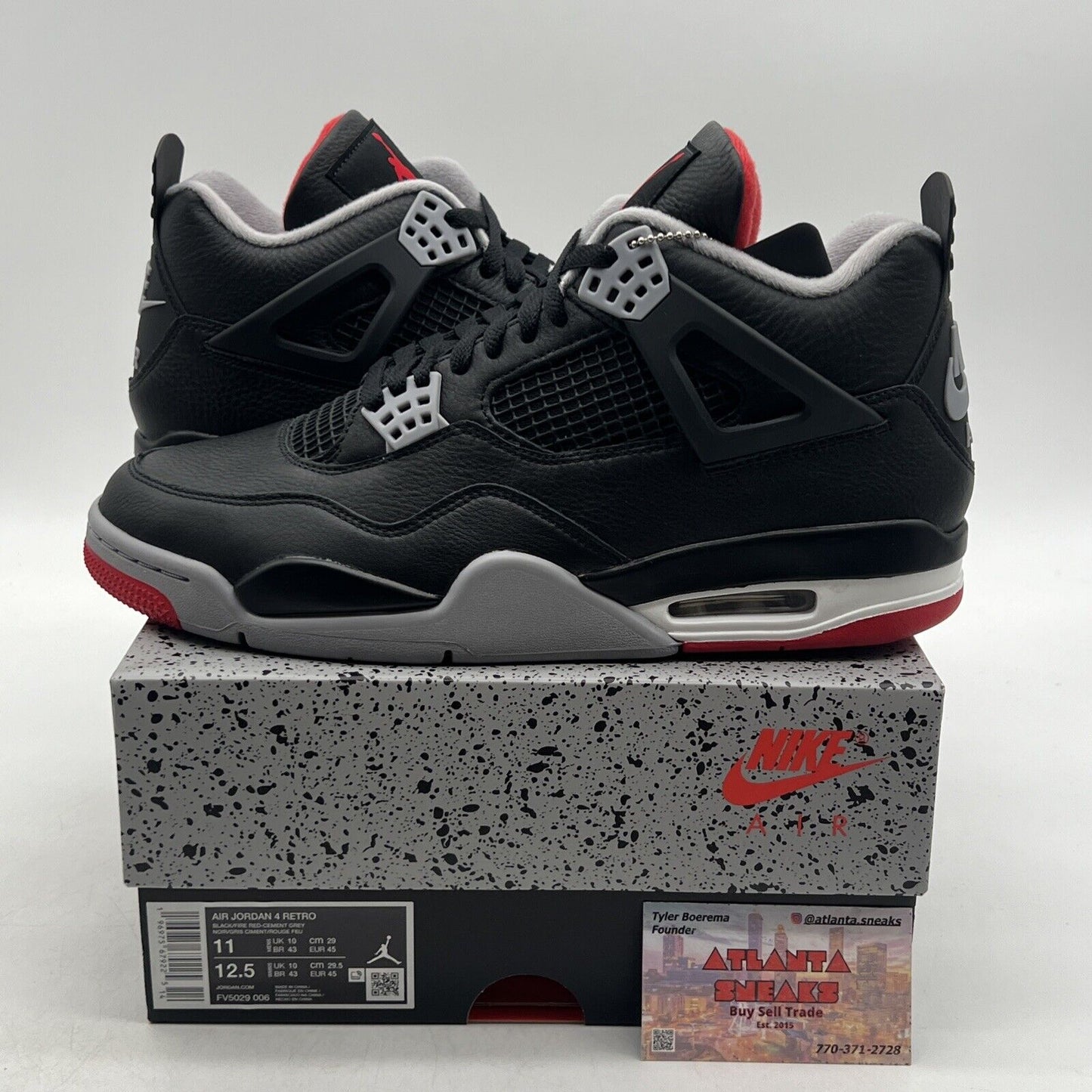 Size 11 - Air Jordan 4 Retro Bred Reimagined Red Grey Leather (FV5029-006)