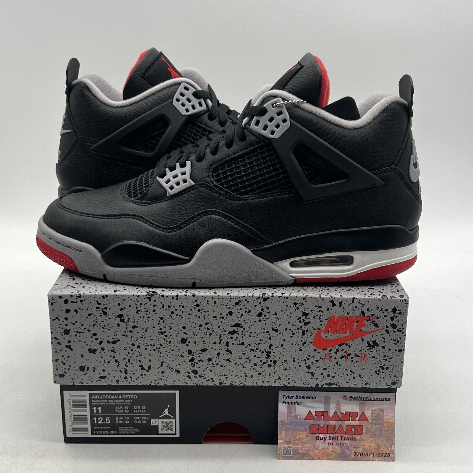 Size 11 - Air Jordan 4 Retro Bred Reimagined Red Grey Leather (FV5029-006)