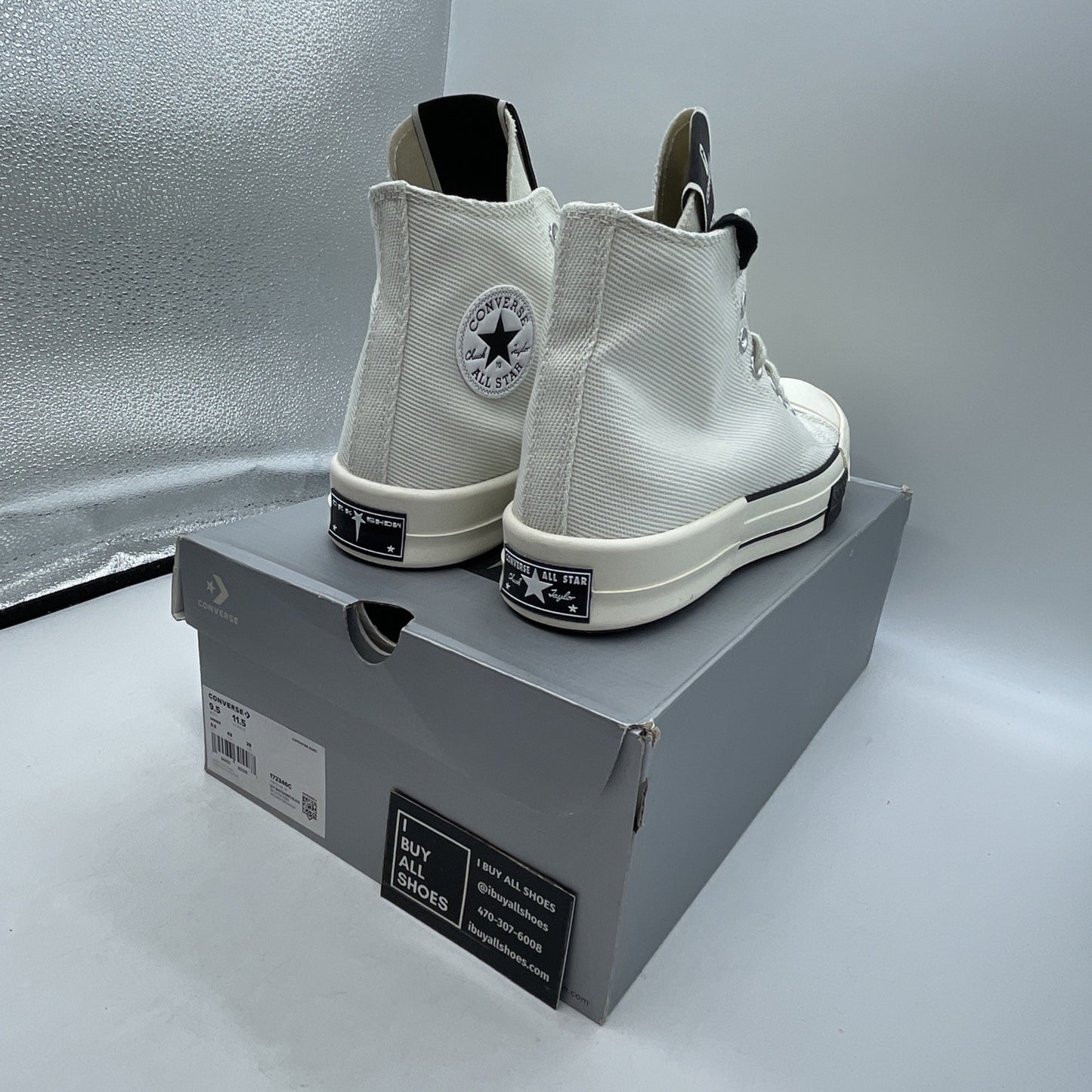 Size 9.5 - Rick Owens x Converse DRKSHDW DRKSTAR Chuck 70 High Egret (172346C)