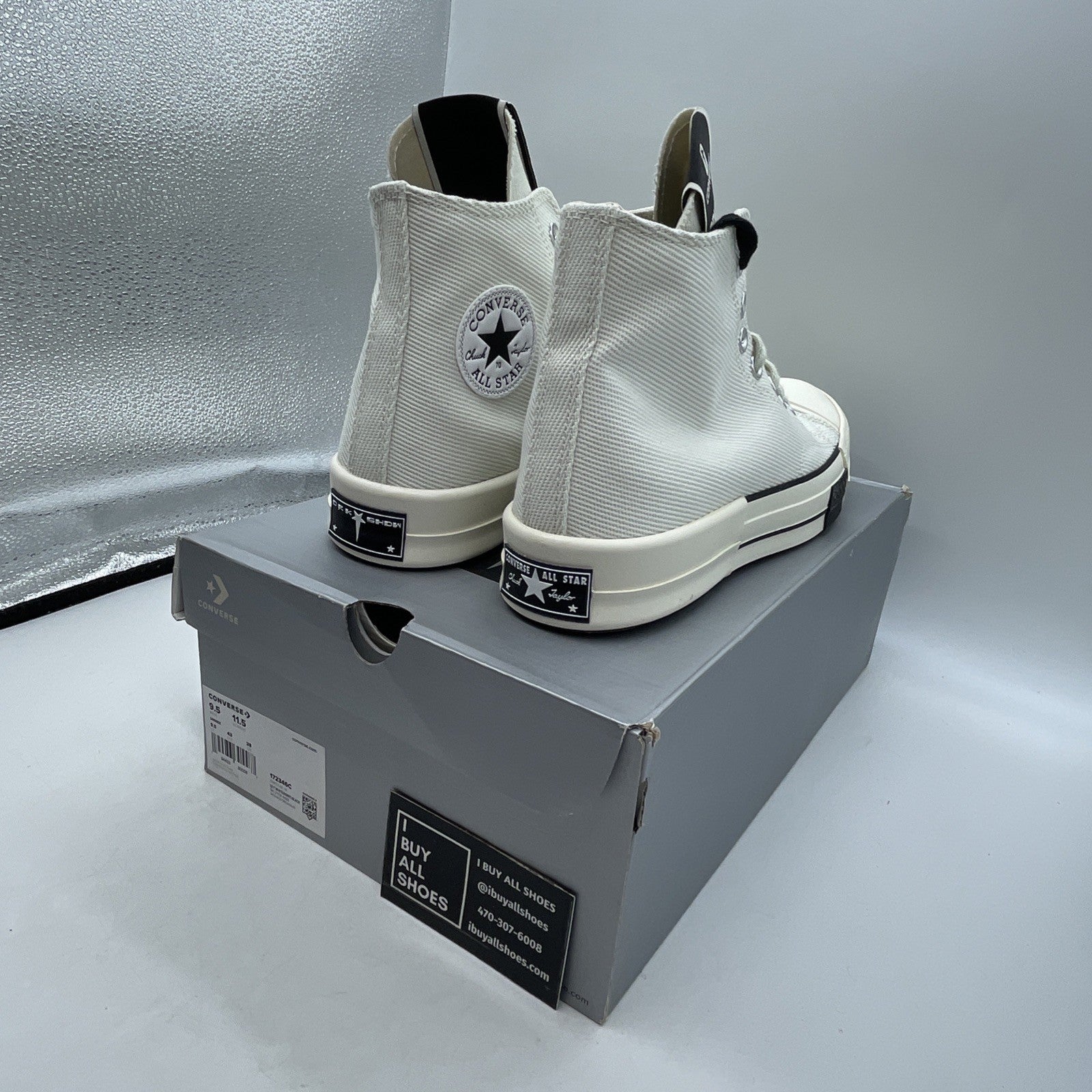 Size 9.5 - Rick Owens x Converse DRKSHDW DRKSTAR Chuck 70 High Egret (172346C)