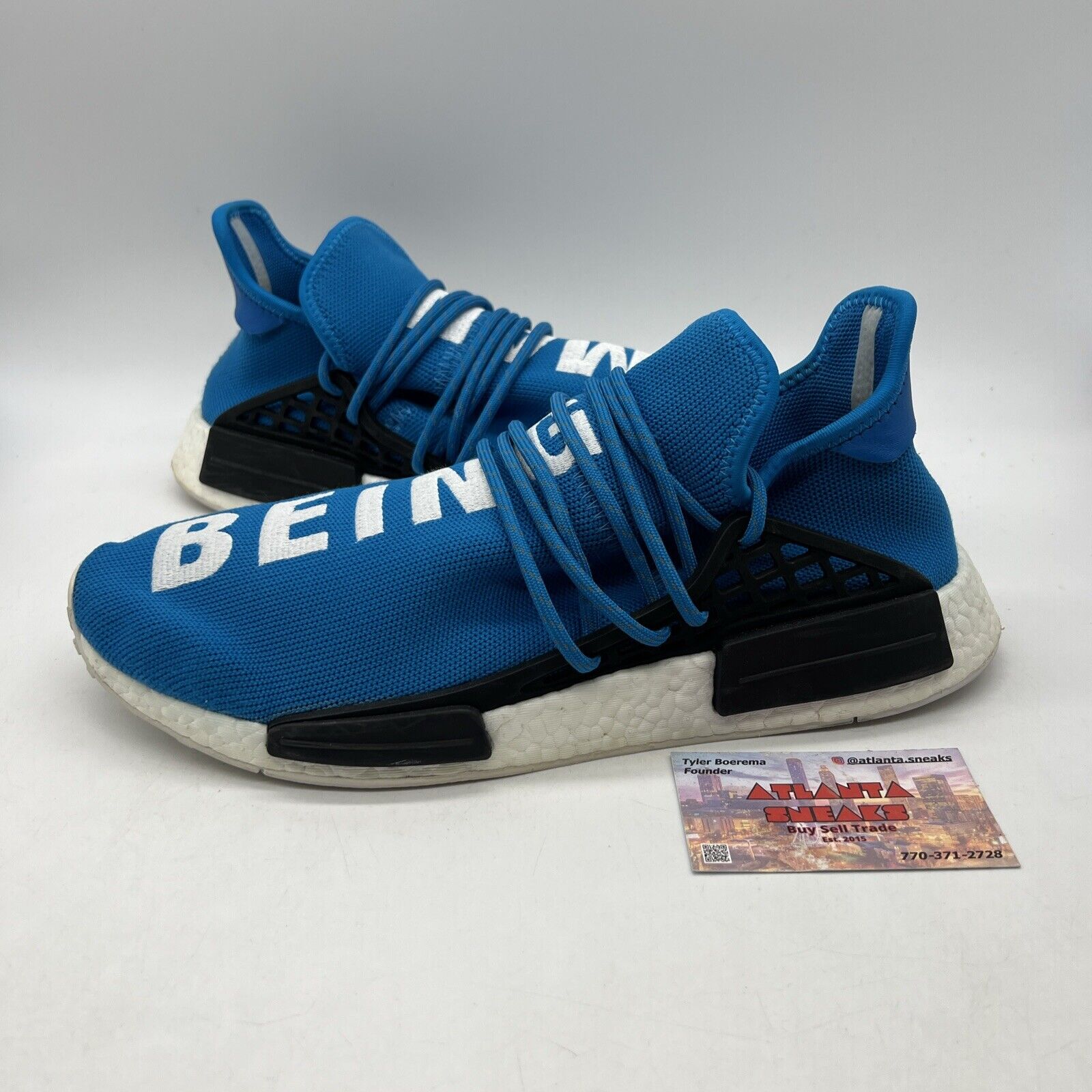 Size 11 - adidas Pharrell x NMD Human Race Blue White Black (BB0618)