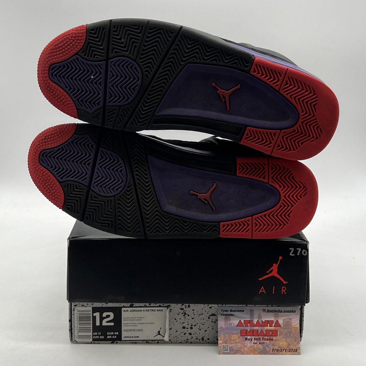 Size 12 - Jordan 4 Retro NRG Raptors 2018 Purple Red Black Suede (AQ3816-065)
