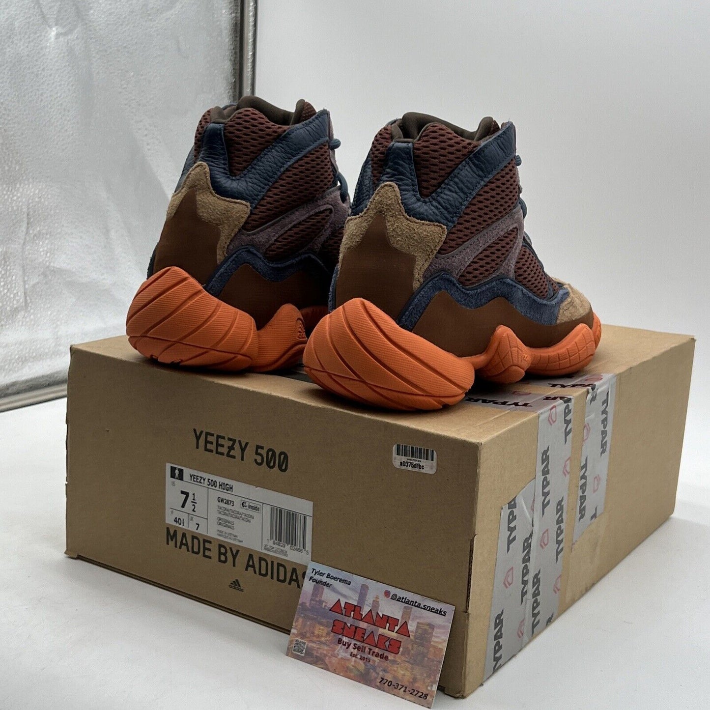 Size 7.5 - adidas Yeezy 500 High Tactical Orange Blue Suede (GW2873)