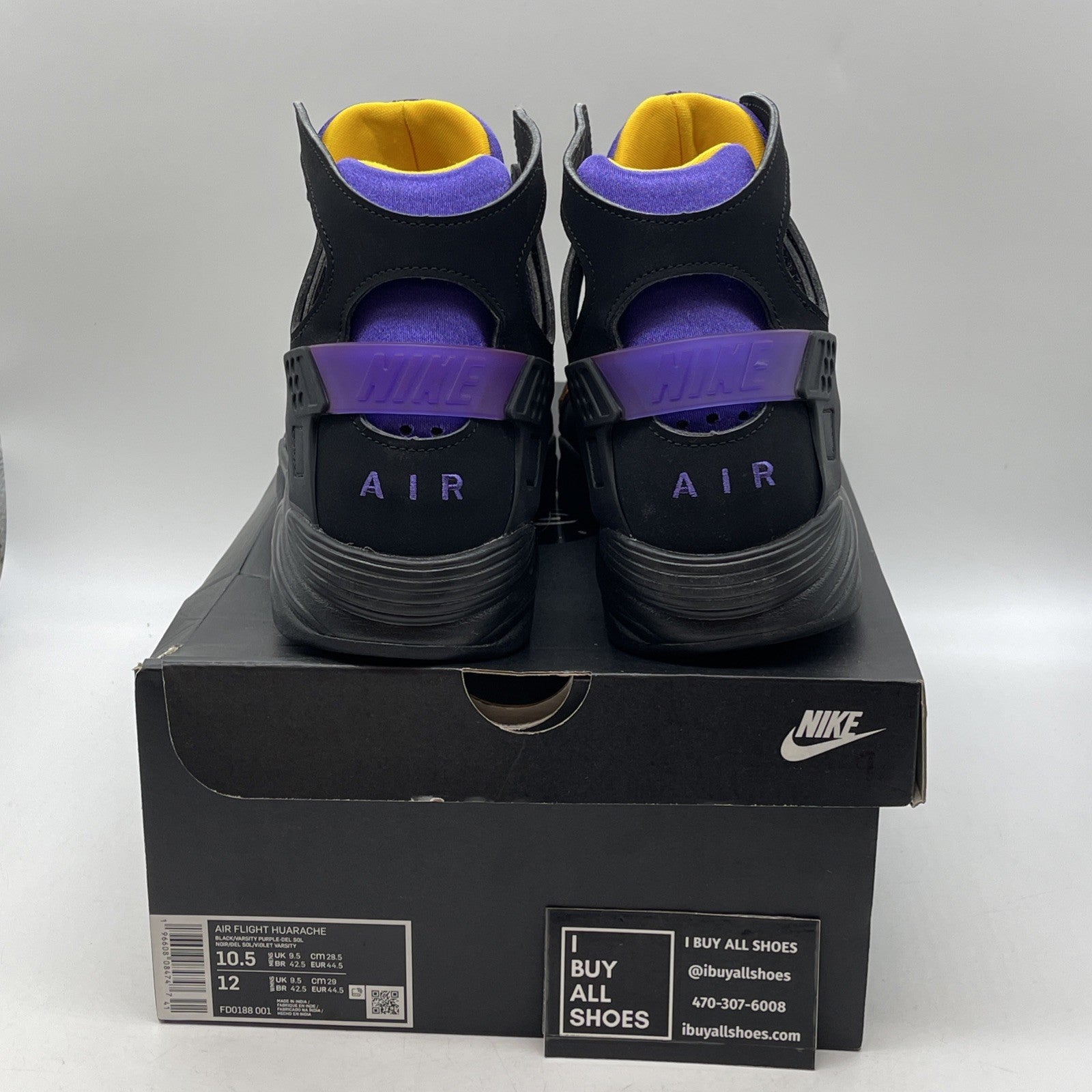 Size 10.5 - Nike Air Flight Huarache Lakers Away (FD0188-001)