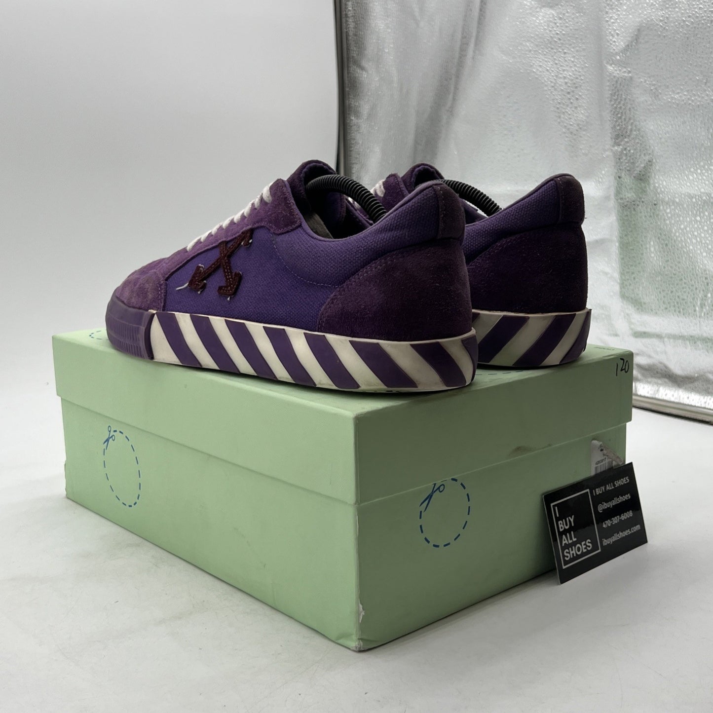 Size 44 - Off-White Women's  Vulcanized Low Canvas Shoes Violet/Violet arrow