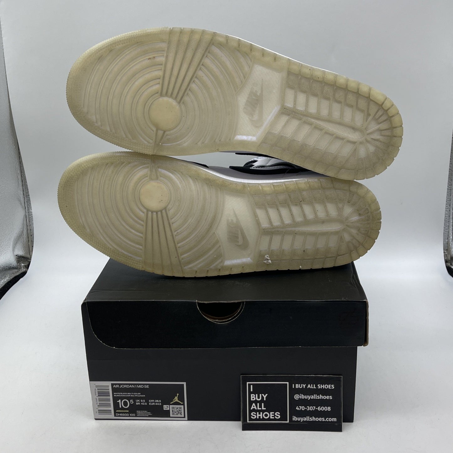 Size 10.5 - Jordan 1 Mid SE Diamond Black White Leather Suede (DH6933-100)