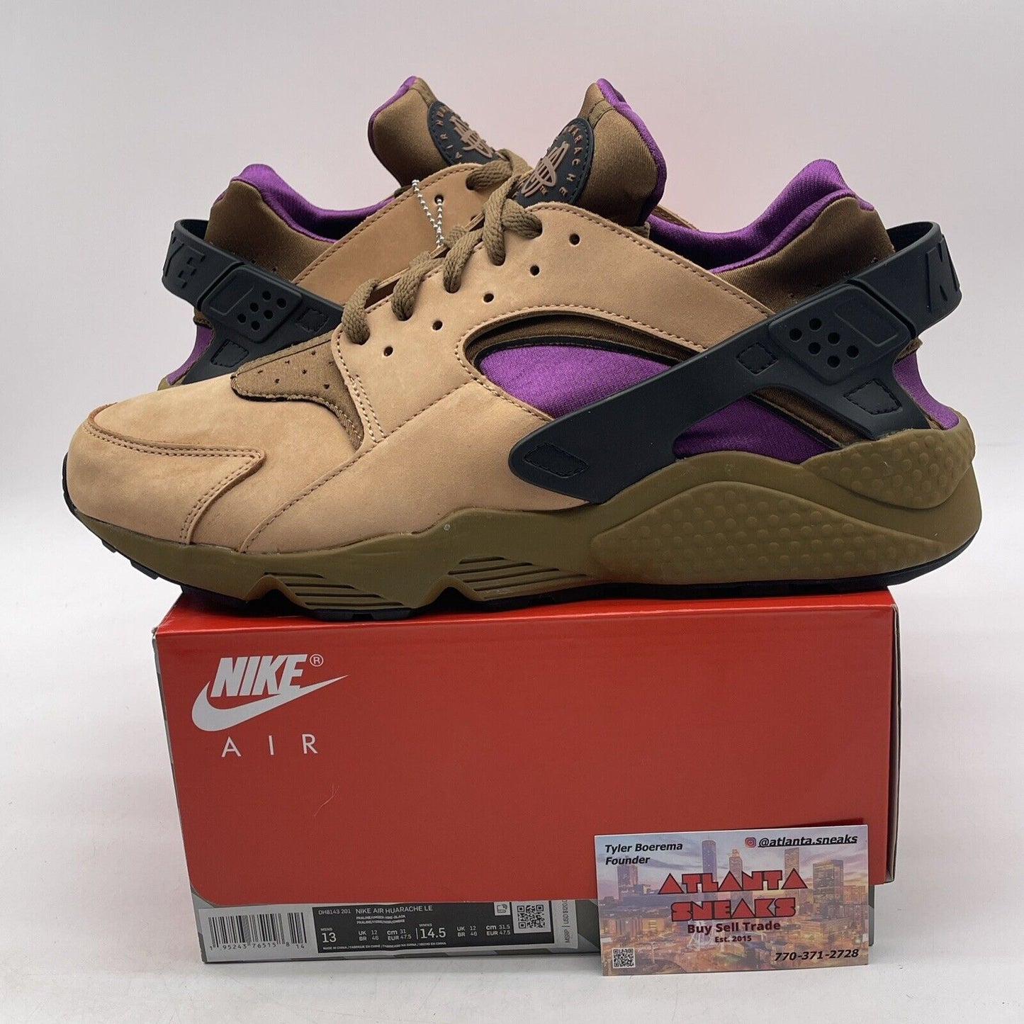 Size 13 - Nike Air Huarache LE Praline Brown Black Suede Leather (DH8143-201)