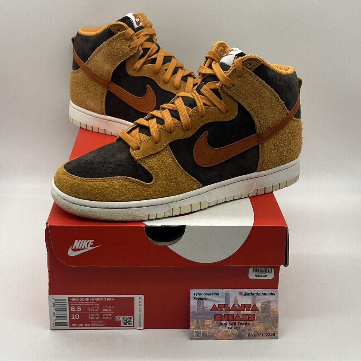 Size 8.5 - Nike Dunk Premium High Dark Curry Brand New Og All Brown DS Sneakers