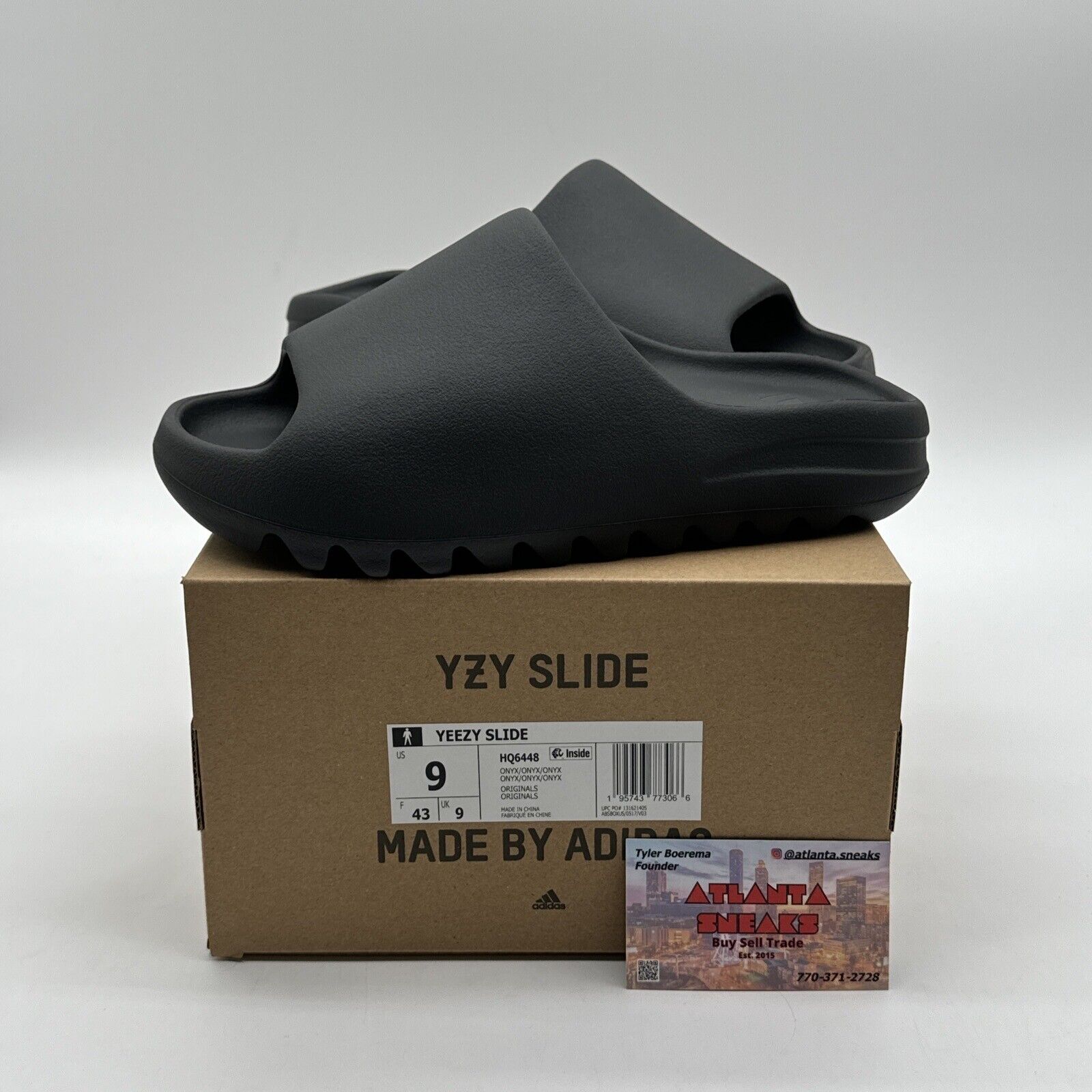 Size 9 - adidas Yeezy Slide Onyx 2022 Black Foam Kanye Comfy Slip One OG All New