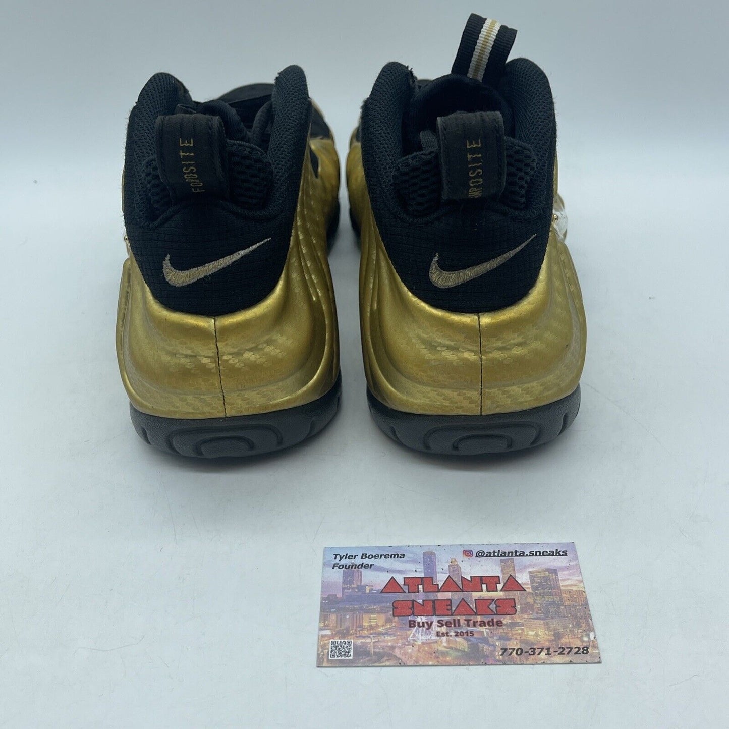 Size 8 - Nike Air Foamposite Pro Metallic Gold Black Suede Leather (624041-701)