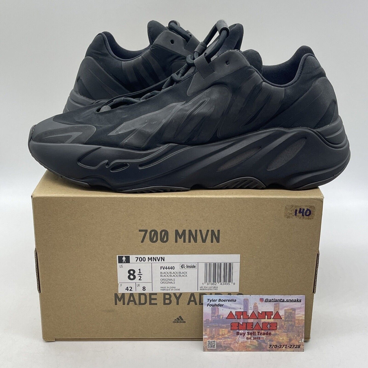 Size 8.5 - adidas Yeezy Boost 700 MNVN Triple Black Suede Leather (FV4440)