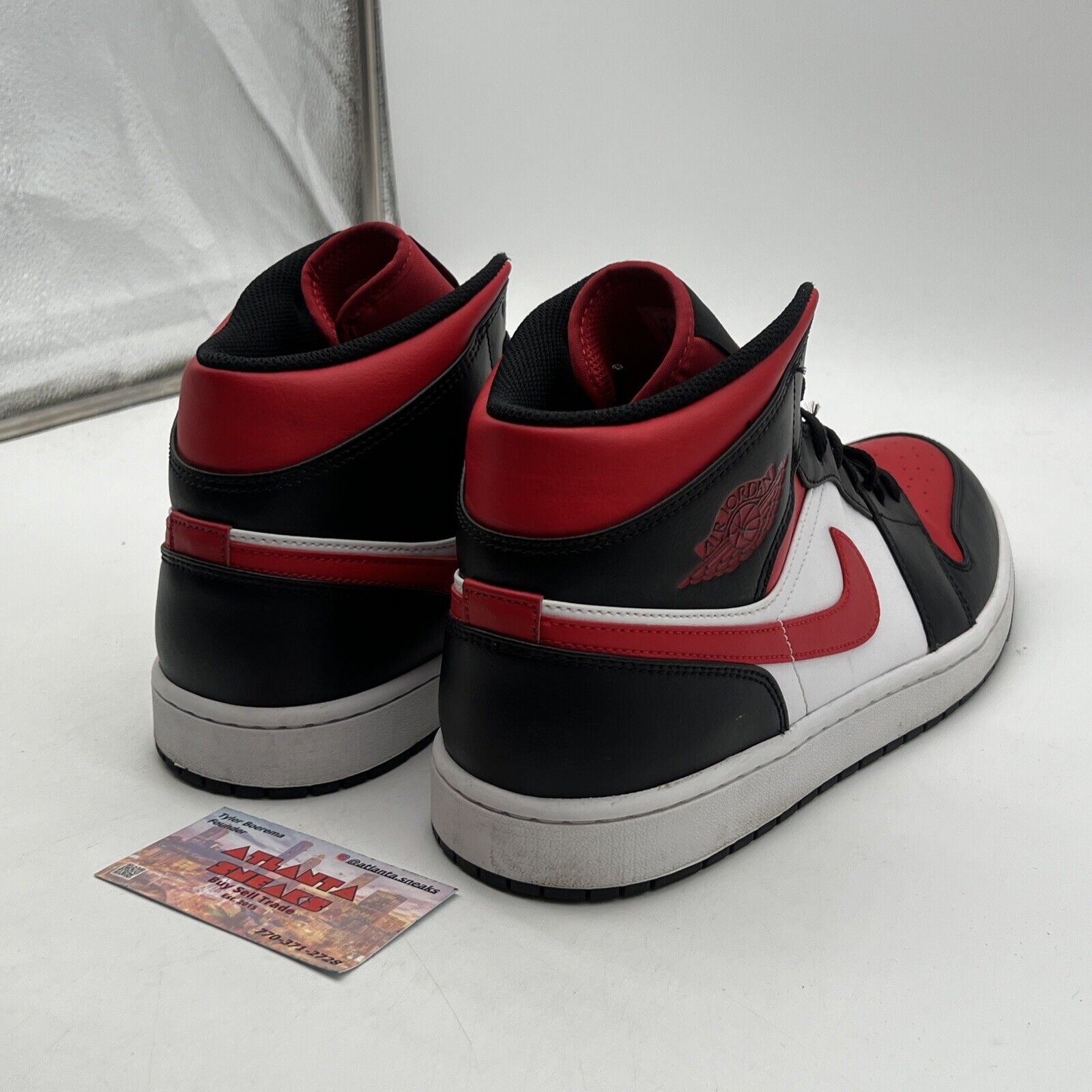 Size 13 - Jordan 1 Mid Bred Toe Black Red White Leather (554724-079)