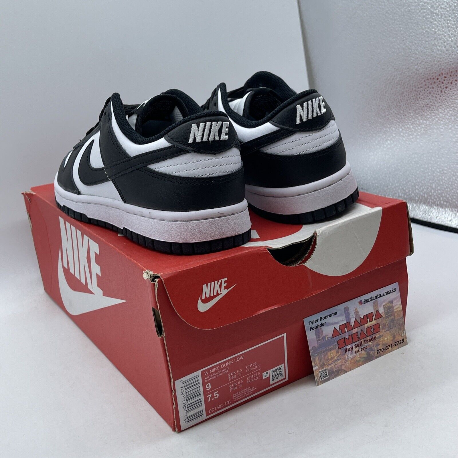 Size 9W - Nike Dunk Low Black White Leather (DD1503-101)