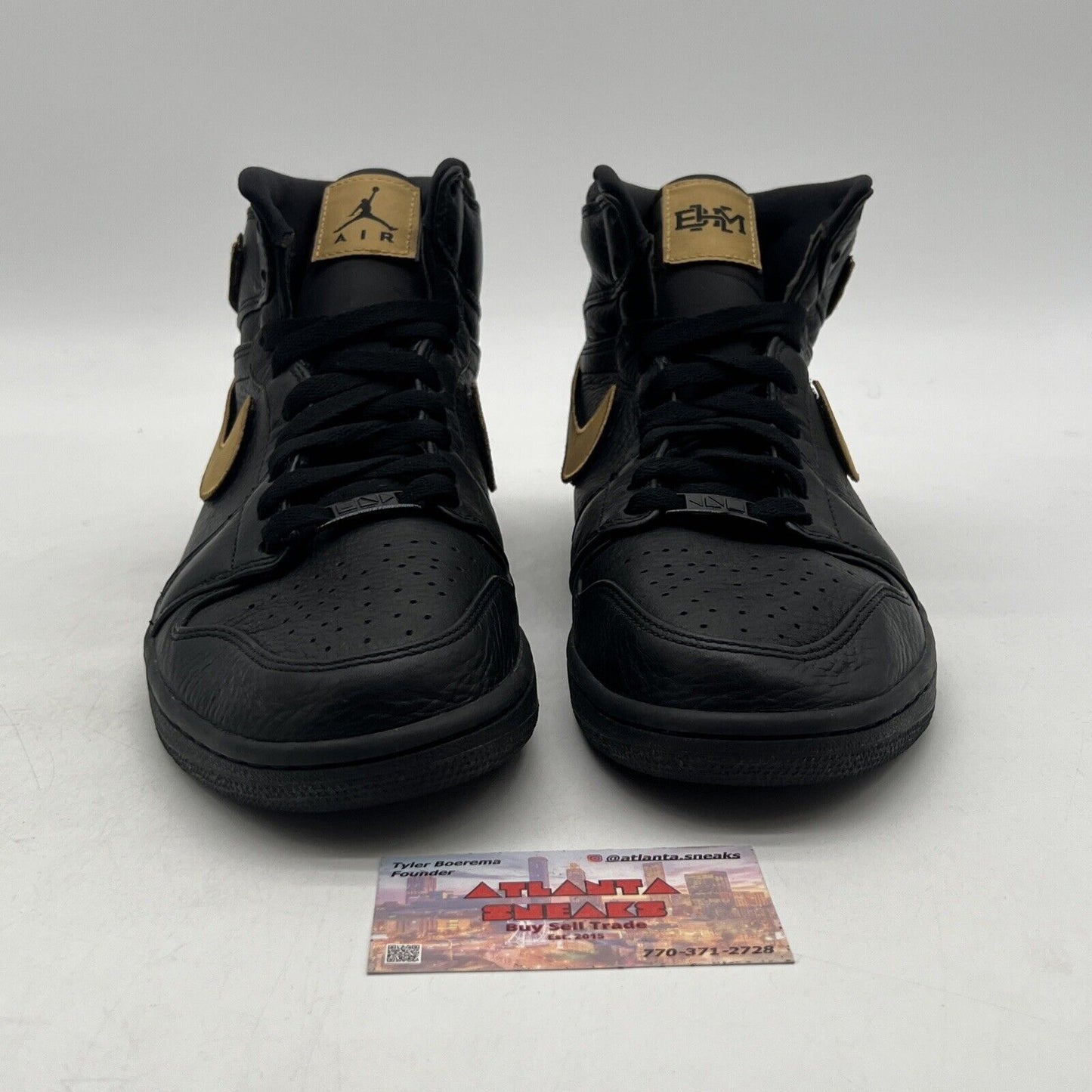 Size 9.5 - Air Jordan 1 Retro 2017 High BHM Black Gold Leather (908656-001)