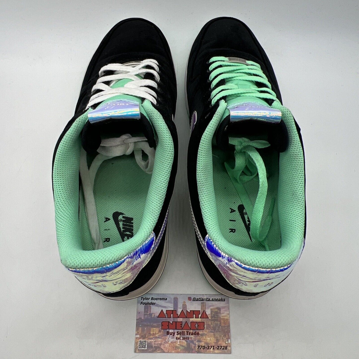 Size 13 - Nike Air Force 1 Low Green Glow Black White Suede Mint (588298-080)