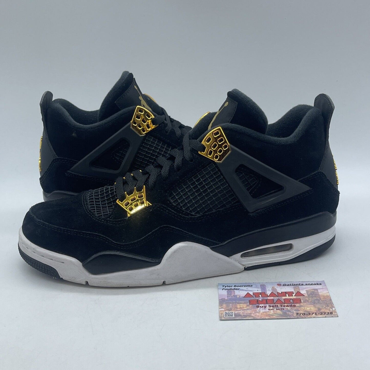 Size 10 - Jordan 4 Retro Royalty 2017 Gold White Black Suede (308497-032)