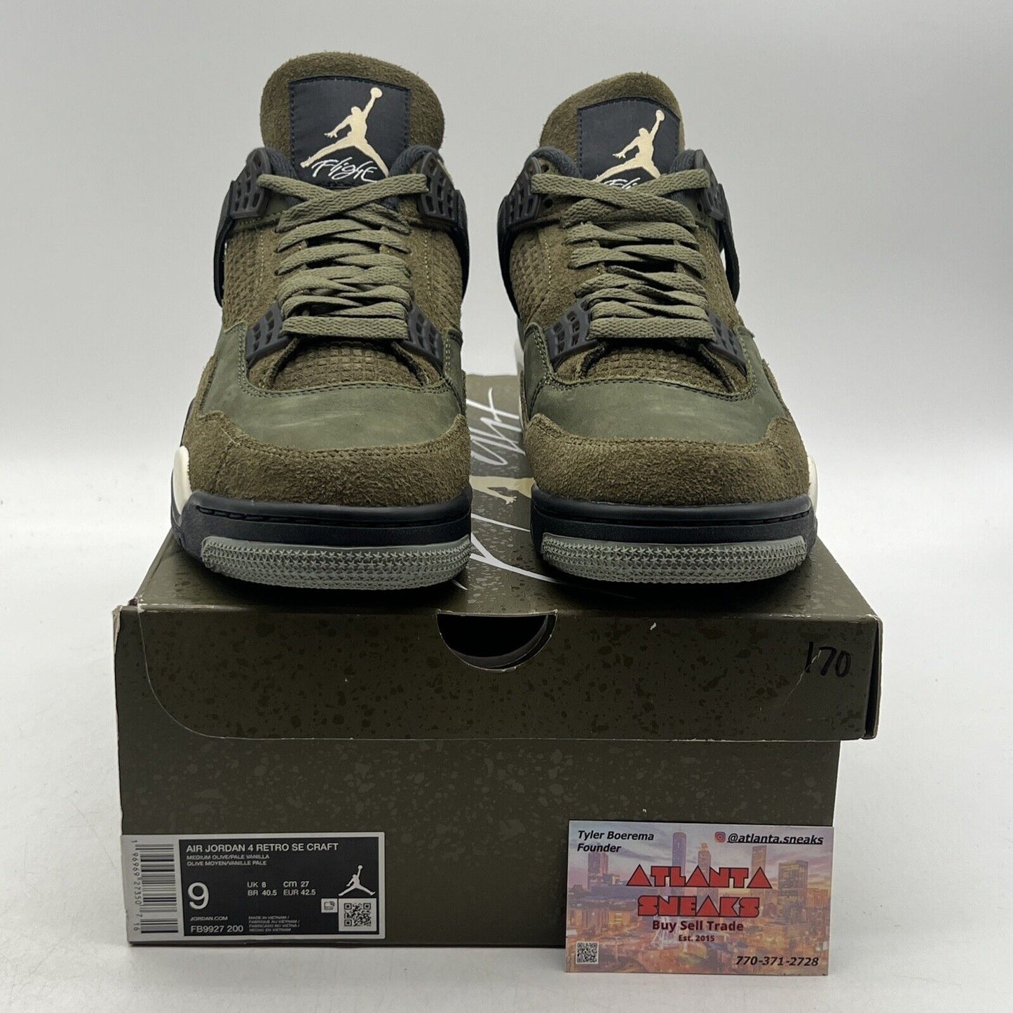 Size 9 - Jordan 4 SE Retro Low Craft - Olive Black White Suede (FB9927-200)