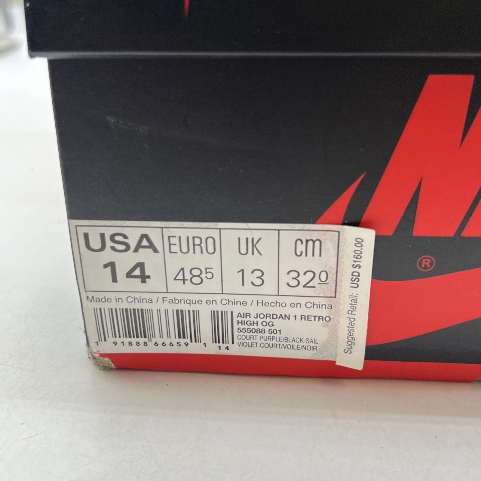 Size 14 - Air Jordan 1 Retro OG High Court Purple (555088-501)