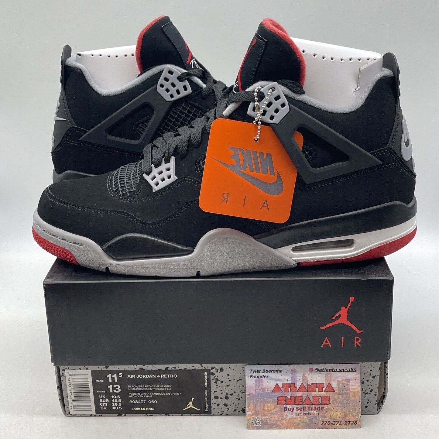 Size 11.5 - Jordan 4 Retro OG Mid Bred 2019 Black Suede Red Grey (308497-060)