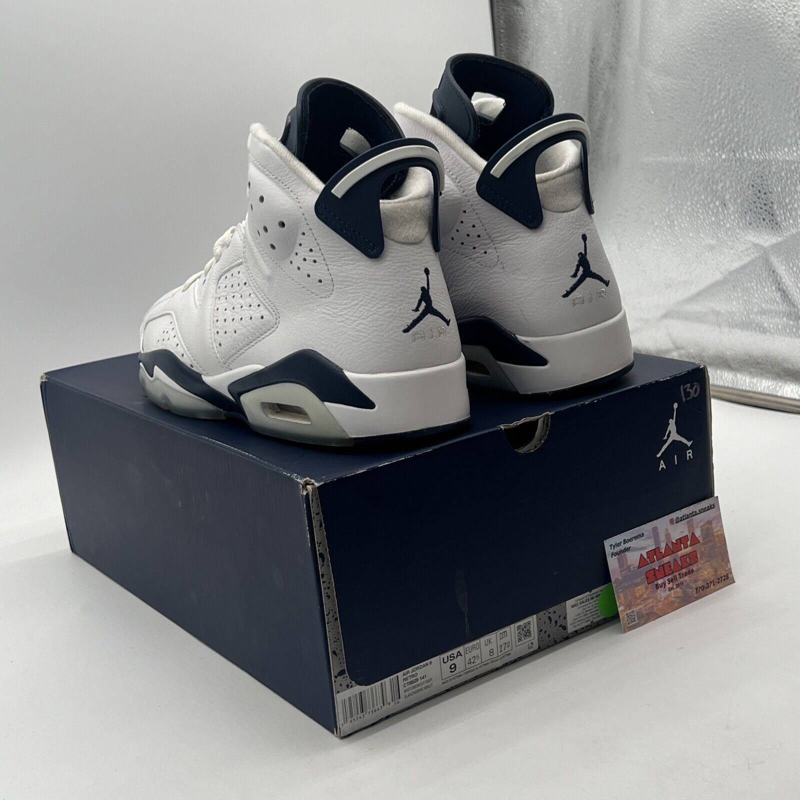 Size 9 - Jordan 6 Retro Midnight Navy White Leather (CT8529-141)