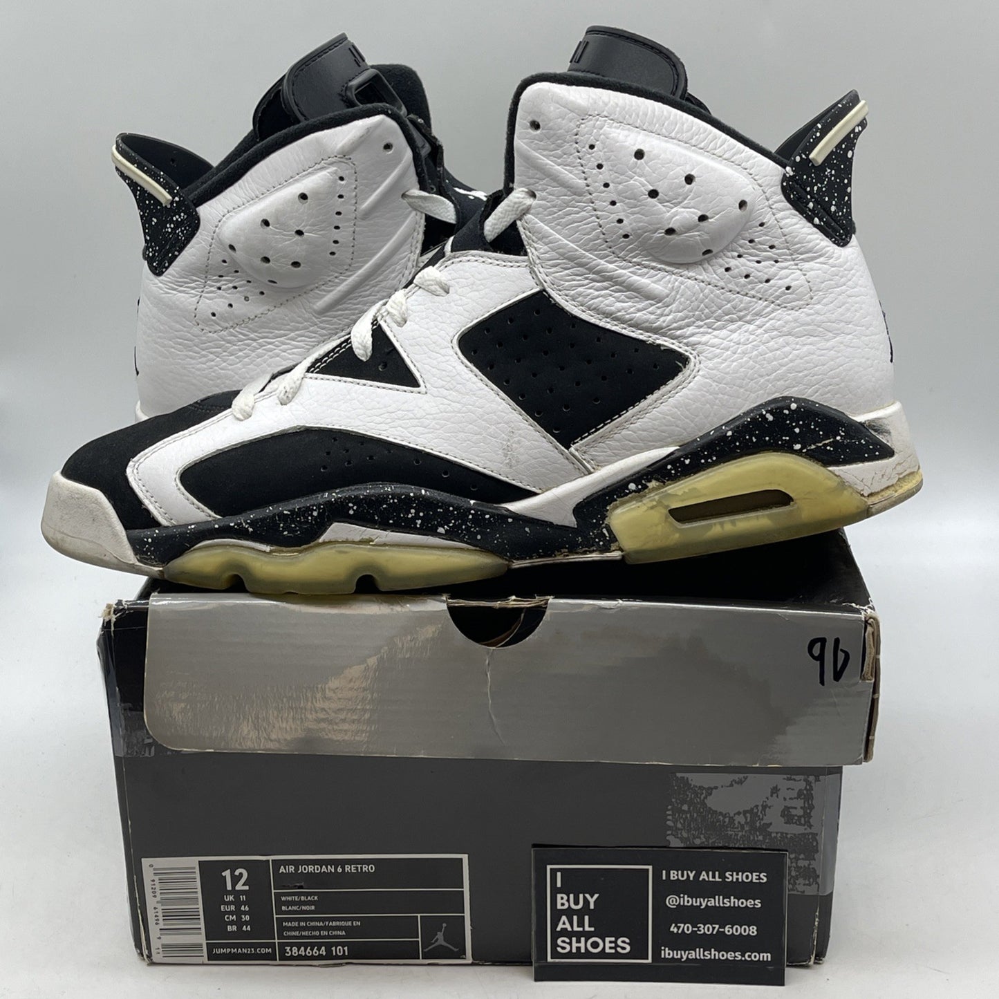 Size 12 - Air Jordan 6 Retro Oreo (384664-101)