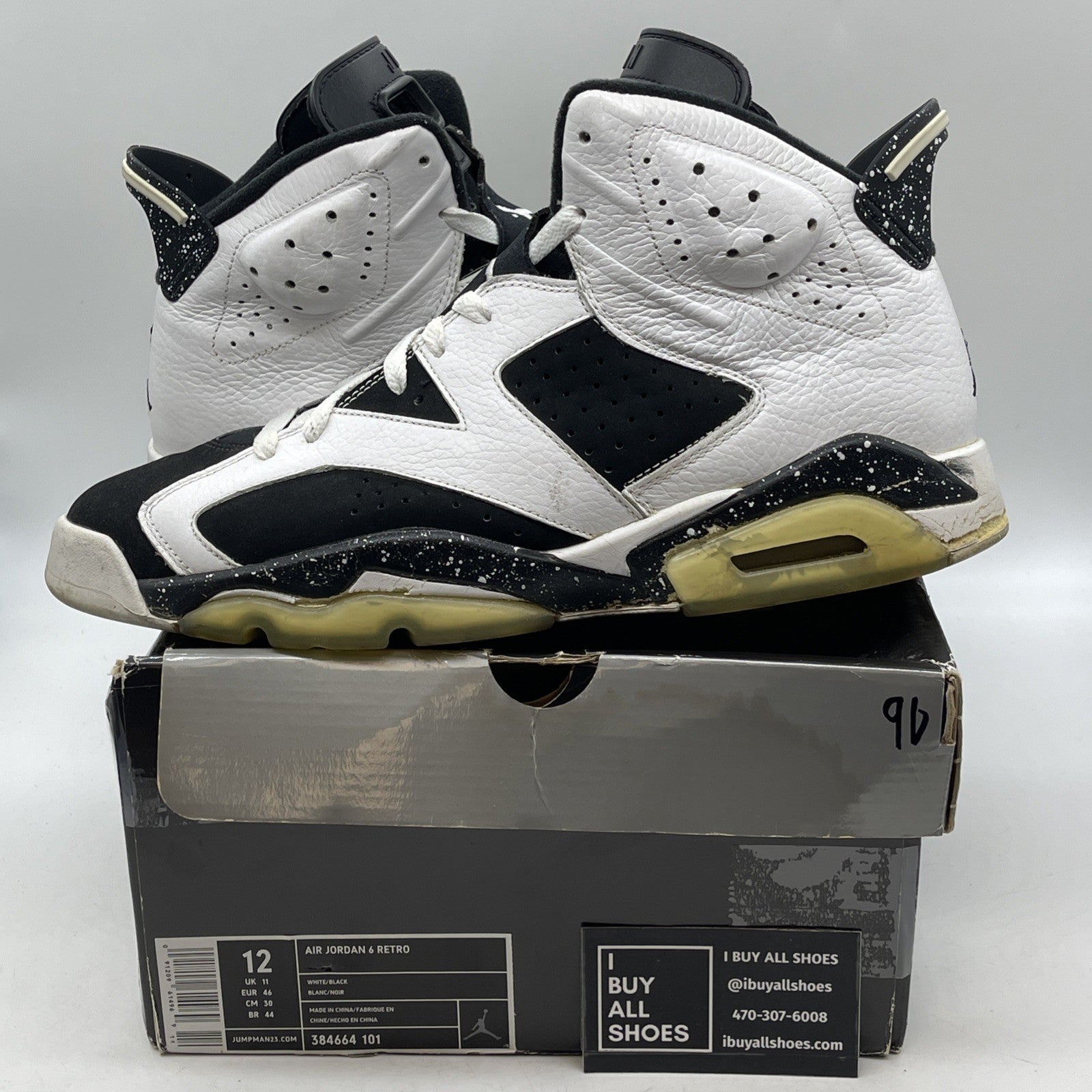 Size 12 - Air Jordan 6 Retro Oreo (384664-101)
