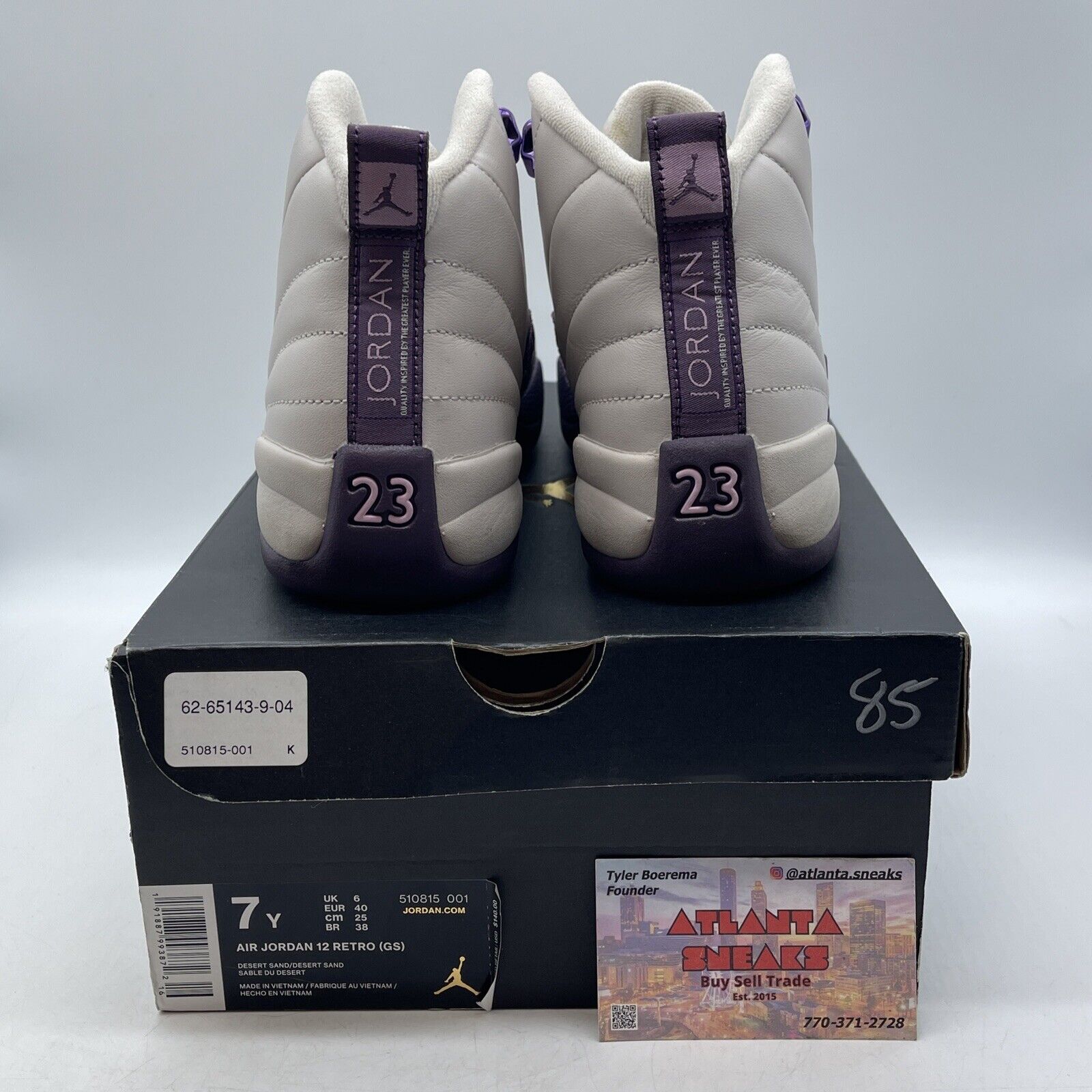 Size 7Y - Jordan 12 Retro Desert Sand (GS) Purple White Leather ( 510815-001)