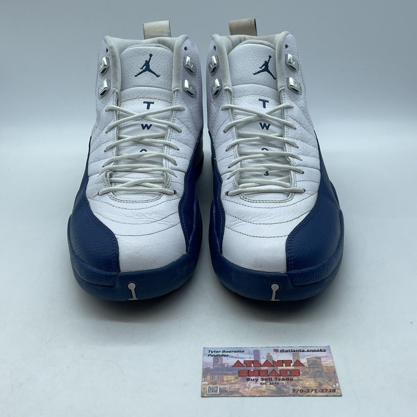 Size 12.5 - Jordan 12 Retro French Blue 2016 Silver White Leather (130690-113)