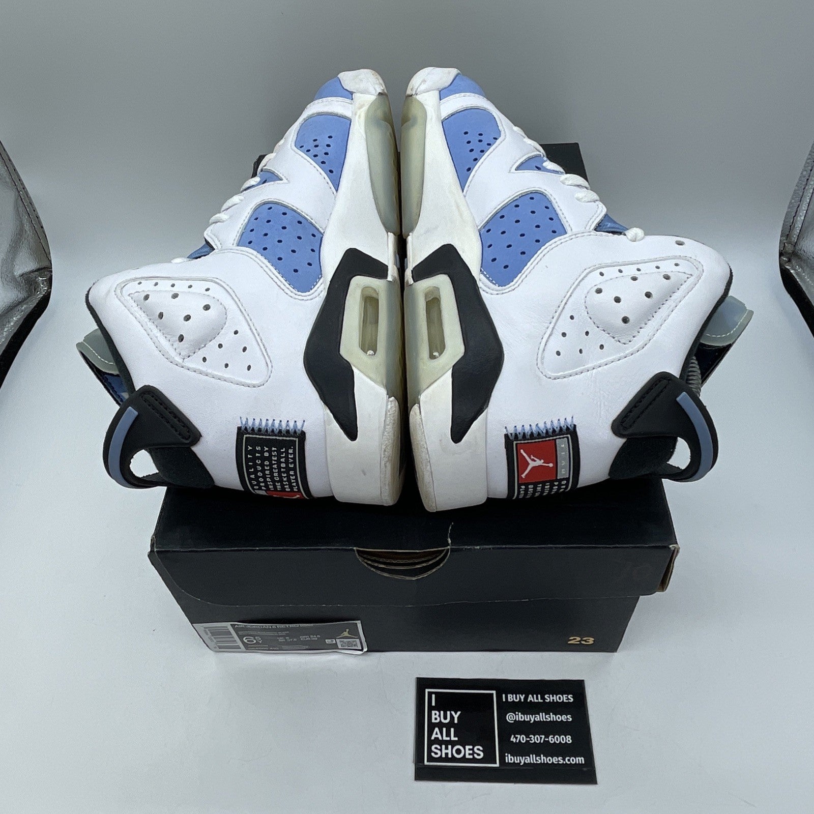 Size 6.5Y - Jordan 6 Retro Mid UNC Home Blue White Suede Leather (384665-410)