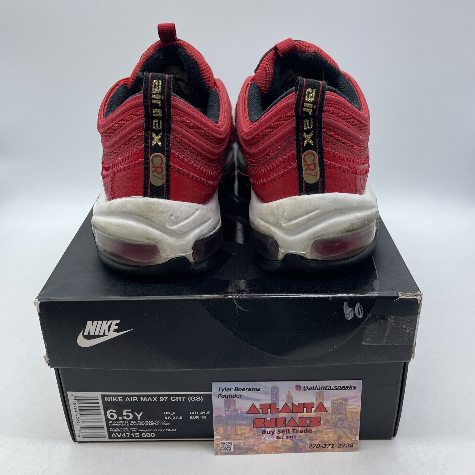 Size 6.5Y - Nike Air Max 97 x CR7 Portugal Patchwork Red White Gold (AV4715-600)