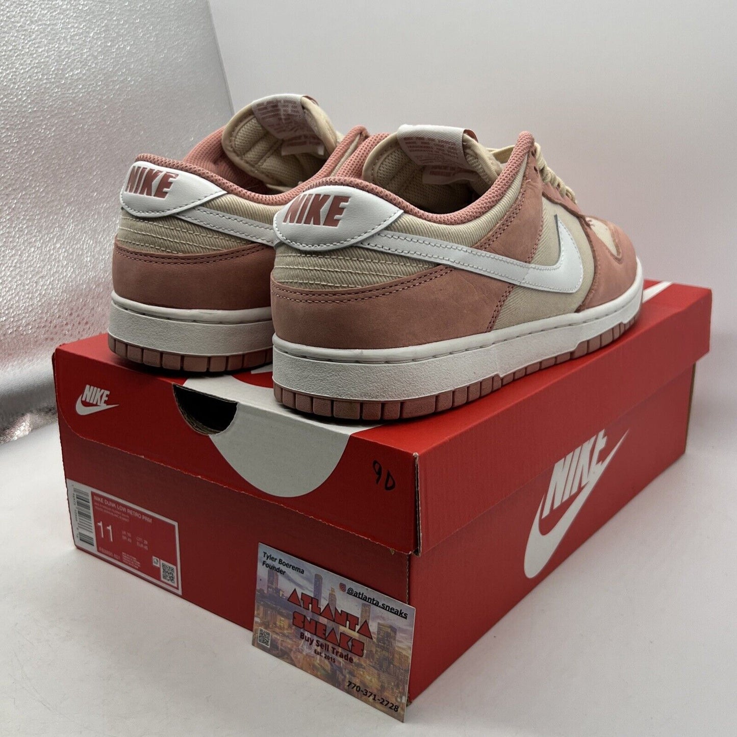 Size 11 - Nike Dunk Premium Low Red Stardust White Tan Leather (FB8896-601)