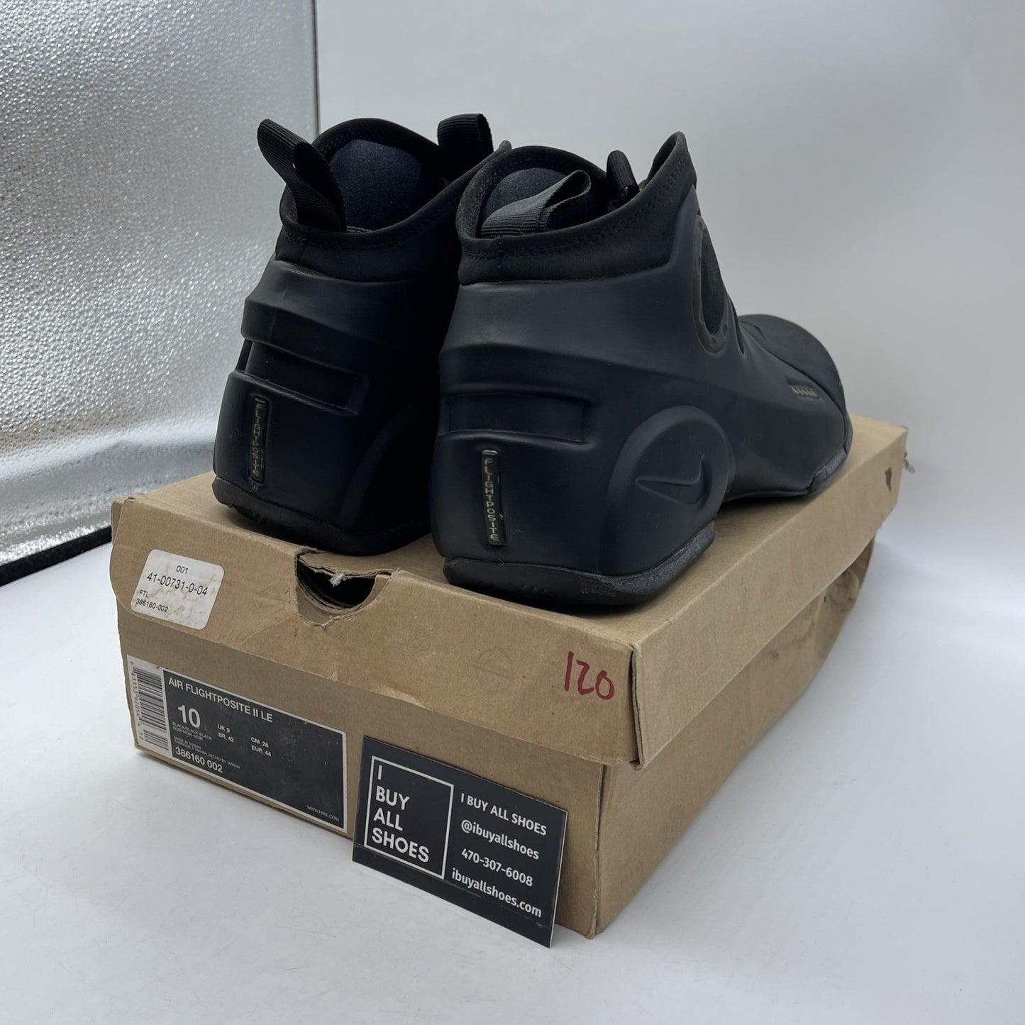 Size 10 - Nike Air Flightposite 2 LE 2009 KG Black Suede Leather (386160-002)