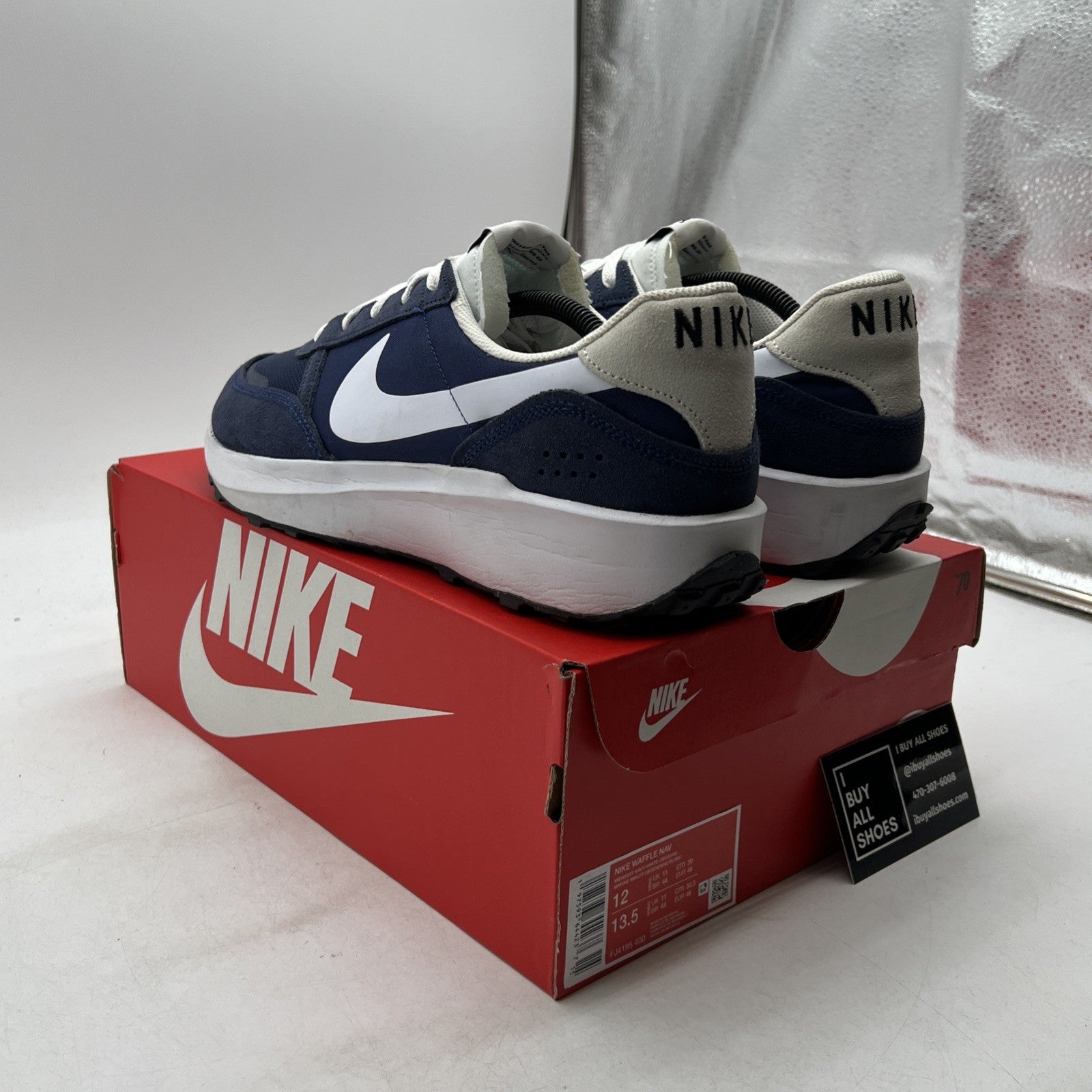 Size 12 - Nike Waffle NAV Shoes Casual Navy Blue White (FJ4195-400)