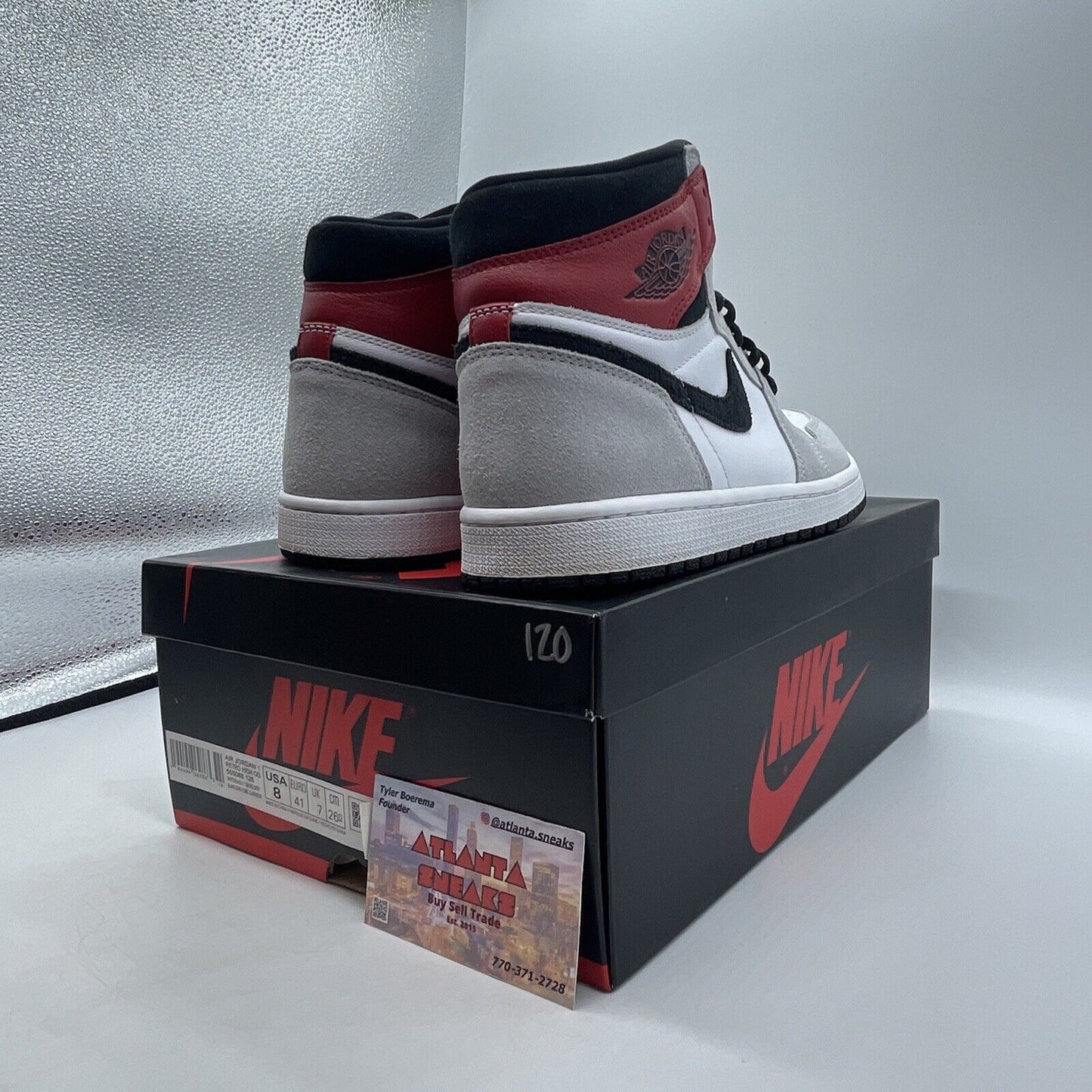 Size 8 - Jordan 1 Retro High OG Smoke Gray 2020 Red Black White (555088-126)