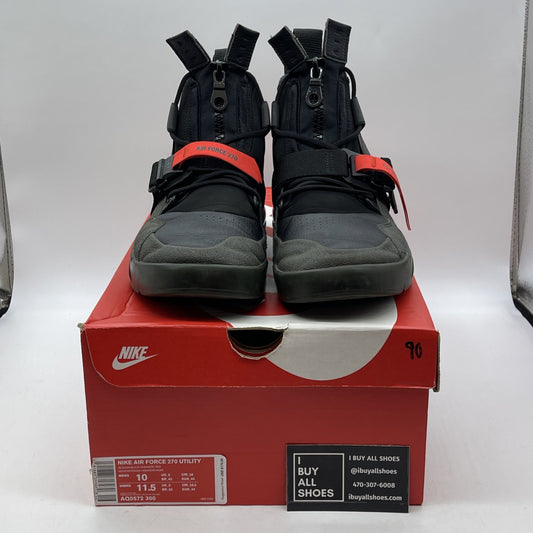 Size 10 - Nike Air Force 270 Utility Style Black Suede Leather (AQ0572-300)