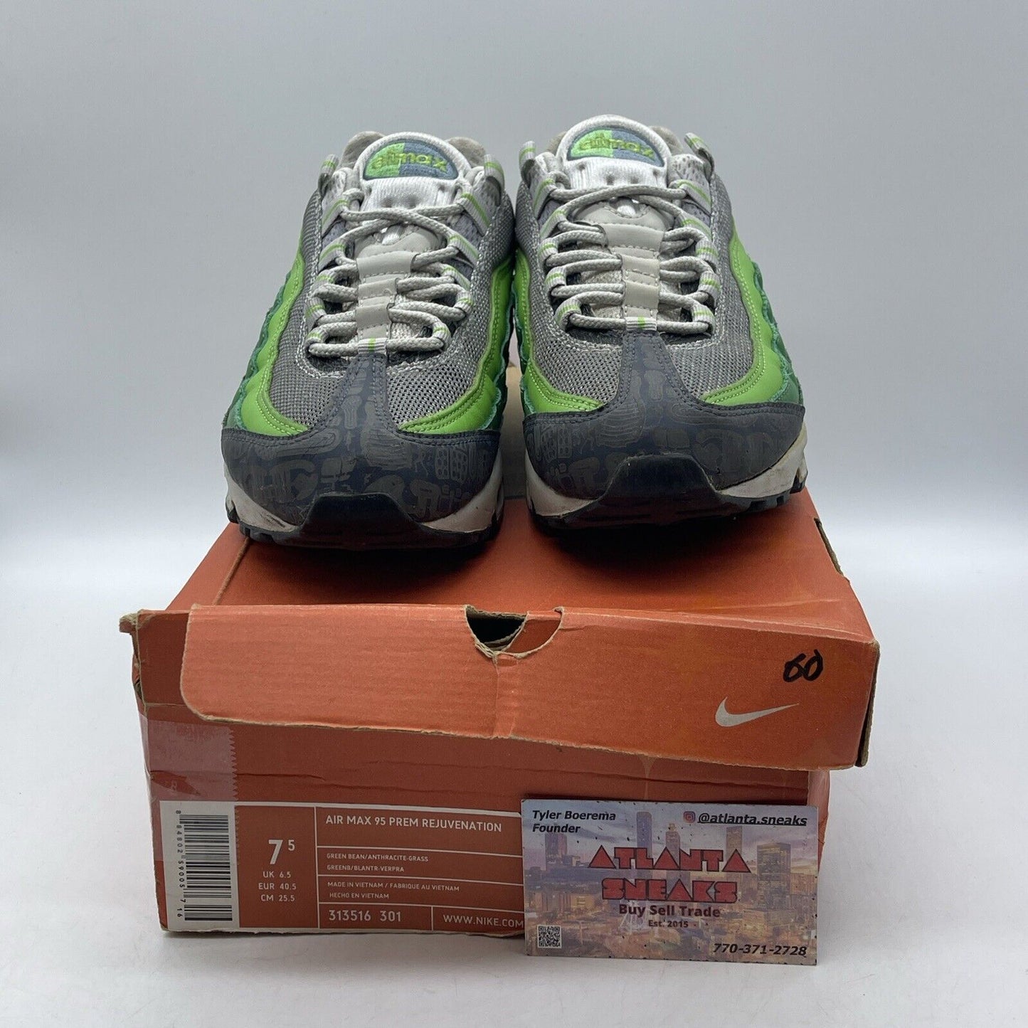 Size 7.5 - Nike Air Max 95 Premium Rejuvenation Green Leather (313516-301)