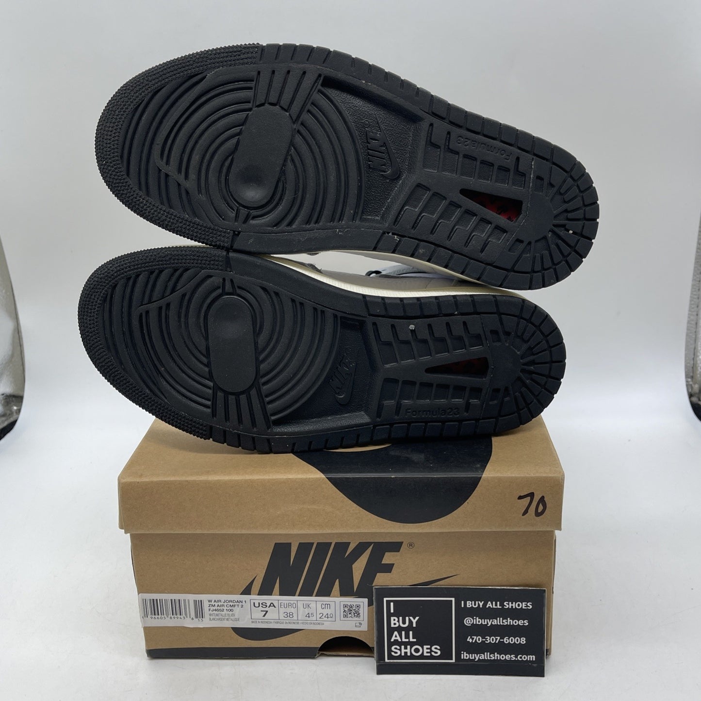 Size 7W - Nike Air Jordan 1 ZM Air CMFT 2 Whit Metallic Silver (FJ4652 100)