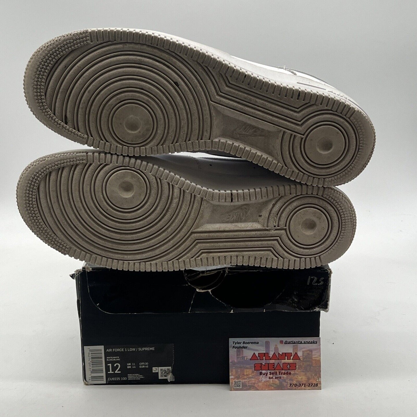 Size 12 - Nike Air Force 1 x Supreme Low Box Logo - White (CU9225-100)